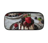 DWVTFSM Chocolate Cheese Cake Large Pencil Bag Waterproof Cute Pen Case Travel Cosmetic Leather Makeup Bag Organizer Pen Holder for Men Women