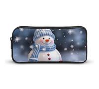 DWVTFSM Christmas Happy Snowman Pencil Case Pen Bag Large Capacity Cute Pencil Pouch Makeup Cosmetic Bag for Women Men