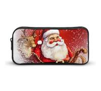 DWVTFSM Christmas Santa Claus Pencil Case Pen Bag Large Capacity Cute Pencil Pouch Makeup Cosmetic Bag for Women Men