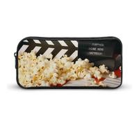 DWVTFSM Cinema Clapboard And Popcorn Pencil Case Pen Bag Large Capacity Cute Pencil Pouch Makeup Cosmetic Bag for Women Men