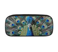 DWVTFSM Colorful Peacock Feathers Large Pencil Bag Waterproof Cute Pen Case Travel Cosmetic Leather Makeup Bag Organizer Pen Holder for Men Women