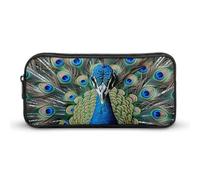 DWVTFSM Colorful Peacock Feathers Pencil Case Pen Bag Large Capacity Cute Pencil Pouch Makeup Cosmetic Bag for Women Men