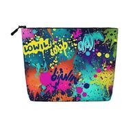 Dwvtfsm Colorful Spray Pattern Makeup Bag For Women, Waterproof Linen Travel Cosmetic Organizer Lightweight Zipper Travel Toiletry Bag Organizer Makeup Brushes Storage Bag