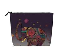 Dwvtfsm Colorful Tribal Floral Elephant Makeup Bag For Women, Waterproof Linen Travel Cosmetic Organizer Lightweight Zipper Travel Toiletry Bag Organizer Makeup Brushes Storage Bag