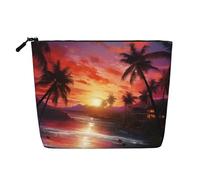 Dwvtfsm Colorful Tropical Sunset Makeup Bag For Women, Waterproof Linen Travel Cosmetic Organizer Lightweight Zipper Travel Toiletry Bag Organizer Makeup Brushes Storage Bag