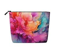 Dwvtfsm Colorful Watercolor Painting Makeup Bag For Women, Waterproof Linen Travel Cosmetic Organizer Lightweight Zipper Travel Toiletry Bag Organizer Makeup Brushes Storage Bag