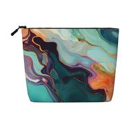 Dwvtfsm Colourful Marble Makeup Bag For Women, Waterproof Linen Travel Cosmetic Organizer Lightweight Zipper Travel Toiletry Bag Organizer Makeup Brushes Storage Bag