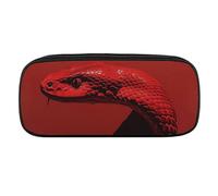 DWVTFSM Curly Red Snake Large Pencil Bag Waterproof Cute Pen Case Travel Cosmetic Leather Makeup Bag Organizer Pen Holder for Men Women