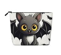 Dwvtfsm Cute Bat Makeup Bag For Women, Waterproof Linen Travel Cosmetic Organizer Lightweight Zipper Travel Toiletry Bag Organizer Makeup Brushes Storage Bag