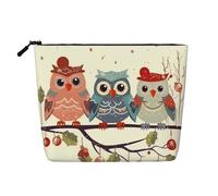 Dwvtfsm Cute Christmas Owls On Branch Makeup Bag For Women, Waterproof Linen Travel Cosmetic Organizer Lightweight Zipper Travel Toiletry Bag Organizer Makeup Brushes Storage Bag