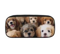 DWVTFSM Cute Dogs Large Pencil Bag Waterproof Cute Pen Case Travel Cosmetic Leather Makeup Bag Organizer Pen Holder for Men Women