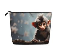 Dwvtfsm Cute Monkey Makeup Bag For Women, Waterproof Linen Travel Cosmetic Organizer Lightweight Zipper Travel Toiletry Bag Organizer Makeup Brushes Storage Bag