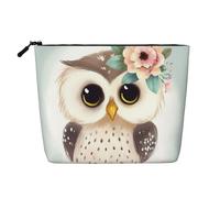 Dwvtfsm Cute Owl With Flowers Makeup Bag For Women, Waterproof Linen Travel Cosmetic Organizer Lightweight Zipper Travel Toiletry Bag Organizer Makeup Brushes Storage Bag