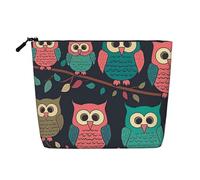 Dwvtfsm Cute Owls Makeup Bag For Women, Waterproof Linen Travel Cosmetic Organizer Lightweight Zipper Travel Toiletry Bag Organizer Makeup Brushes Storage Bag