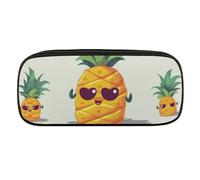 DWVTFSM Cute Pineapple Large Pencil Bag Waterproof Cute Pen Case Travel Cosmetic Leather Makeup Bag Organizer Pen Holder for Men Women