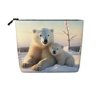 Dwvtfsm Cute Polar Bears Makeup Bag For Women, Waterproof Linen Travel Cosmetic Organizer Lightweight Zipper Travel Toiletry Bag Organizer Makeup Brushes Storage Bag