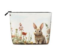 Dwvtfsm Cute Rabbit Makeup Bag For Women, Waterproof Linen Travel Cosmetic Organizer Lightweight Zipper Travel Toiletry Bag Organizer Makeup Brushes Storage Bag