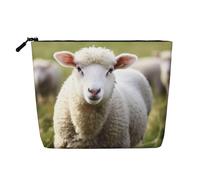 Dwvtfsm Cute Sheep Lamb Makeup Bag For Women, Waterproof Linen Travel Cosmetic Organizer Lightweight Zipper Travel Toiletry Bag Organizer Makeup Brushes Storage Bag