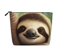 Dwvtfsm Cute Sloth Makeup Bag For Women, Waterproof Linen Travel Cosmetic Organizer Lightweight Zipper Travel Toiletry Bag Organizer Makeup Brushes Storage Bag