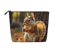 Dwvtfsm Cute Squirrel Eating Nuts Makeup Bag For Women, Waterproof Linen Travel Cosmetic Organizer Lightweight Zipper Travel Toiletry Bag Organizer Makeup Brushes Storage Bag