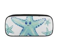 DWVTFSM Cute Starfish Large Pencil Bag Waterproof Cute Pen Case Travel Cosmetic Leather Makeup Bag Organizer Pen Holder for Men Women