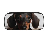 DWVTFSM Cute Wiener Sausage Dog Large Pencil Bag Waterproof Cute Pen Case Travel Cosmetic Leather Makeup Bag Organizer Pen Holder for Men Women