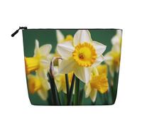 Dwvtfsm Daffodil Flower Makeup Bag For Women, Waterproof Linen Travel Cosmetic Organizer Lightweight Zipper Travel Toiletry Bag Organizer Makeup Brushes Storage Bag