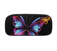 DWVTFSM Dancing Butterfly Large Pencil Bag Waterproof Cute Pen Case Travel Cosmetic Leather Makeup Bag Organizer Pen Holder for Men Women