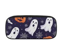 DWVTFSM Dark Purple Ghost Large Pencil Bag Waterproof Cute Pen Case Travel Cosmetic Leather Makeup Bag Organizer Pen Holder for Men Women