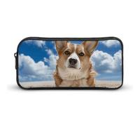 DWVTFSM Dog Lying on The Beach Pencil Case Pen Bag Large Capacity Cute Pencil Pouch Makeup Cosmetic Bag for Women Men