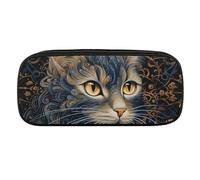 DWVTFSM Drawing of A Cat Large Pencil Bag Waterproof Cute Pen Case Travel Cosmetic Leather Makeup Bag Organizer Pen Holder for Men Women