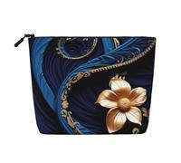 Dwvtfsm Elegant Blue And Black Makeup Bag For Women, Waterproof Linen Travel Cosmetic Organizer Lightweight Zipper Travel Toiletry Bag Organizer Makeup Brushes Storage Bag