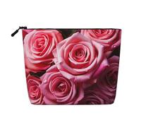 Dwvtfsm Elegant Rose Flower Makeup Bag For Women, Waterproof Linen Travel Cosmetic Organizer Lightweight Zipper Travel Toiletry Bag Organizer Makeup Brushes Storage Bag