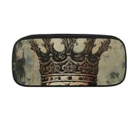 DWVTFSM Elegant Skull Crown Large Pencil Bag Waterproof Cute Pen Case Travel Cosmetic Leather Makeup Bag Organizer Pen Holder for Men Women