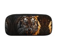 DWVTFSM Ferocious Tiger Large Pencil Bag Waterproof Cute Pen Case Travel Cosmetic Leather Makeup Bag Organizer Pen Holder for Men Women