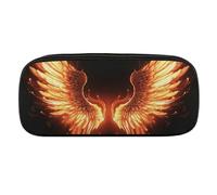 DWVTFSM Fire Angle Wings Large Pencil Bag Waterproof Cute Pen Case Travel Cosmetic Leather Makeup Bag Organizer Pen Holder for Men Women