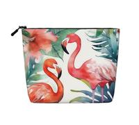 Dwvtfsm Flamingos Watercolor Tropics Makeup Bag For Women, Waterproof Linen Travel Cosmetic Organizer Lightweight Zipper Travel Toiletry Bag Organizer Makeup Brushes Storage Bag