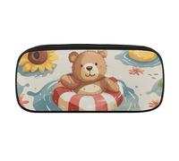 DWVTFSM Floating in The Pool Large Pencil Bag Waterproof Cute Pen Case Travel Cosmetic Leather Makeup Bag Organizer Pen Holder for Men Women