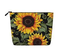 Dwvtfsm Floral Sunflower Makeup Bag For Women, Waterproof Linen Travel Cosmetic Organizer Lightweight Zipper Travel Toiletry Bag Organizer Makeup Brushes Storage Bag