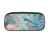DWVTFSM Flower And Bird Style Large Pencil Bag Waterproof Cute Pen Case Travel Cosmetic Leather Makeup Bag Organizer Pen Holder for Men Women
