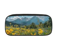 DWVTFSM Flowers And Green Plants Large Pencil Bag Waterproof Cute Pen Case Travel Cosmetic Leather Makeup Bag Organizer Pen Holder for Men Women