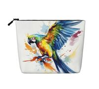 Dwvtfsm Flying Parrot Makeup Bag For Women, Waterproof Linen Travel Cosmetic Organizer Lightweight Zipper Travel Toiletry Bag Organizer Makeup Brushes Storage Bag