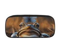 DWVTFSM Frogs And Butterflies Large Pencil Bag Waterproof Cute Pen Case Travel Cosmetic Leather Makeup Bag Organizer Pen Holder for Men Women