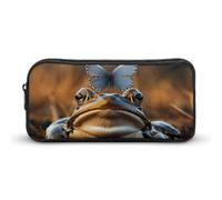 DWVTFSM Frogs And Butterflies Pencil Case Pen Bag Large Capacity Cute Pencil Pouch Makeup Cosmetic Bag for Women Men