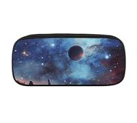 DWVTFSM Galaxy Space Large Pencil Bag Waterproof Cute Pen Case Travel Cosmetic Leather Makeup Bag Organizer Pen Holder for Men Women
