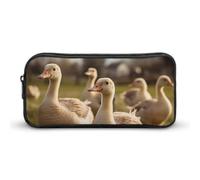 DWVTFSM Geese Walking on The Grass Pencil Case Pen Bag Large Capacity Cute Pencil Pouch Makeup Cosmetic Bag for Women Men
