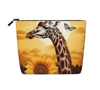 Dwvtfsm Giraffe And Sunflower Makeup Bag For Women, Waterproof Linen Travel Cosmetic Organizer Lightweight Zipper Travel Toiletry Bag Organizer Makeup Brushes Storage Bag