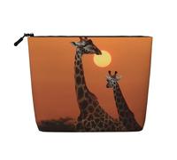 Dwvtfsm Giraffe At Sunset Makeup Bag For Women, Waterproof Linen Travel Cosmetic Organizer Lightweight Zipper Travel Toiletry Bag Organizer Makeup Brushes Storage Bag