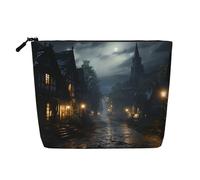 Dwvtfsm Gloomy Night Makeup Bag For Women, Waterproof Linen Travel Cosmetic Organizer Lightweight Zipper Travel Toiletry Bag Organizer Makeup Brushes Storage Bag