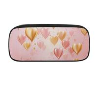 DWVTFSM Golden Heart in The Large Pencil Bag Waterproof Cute Pen Case Travel Cosmetic Leather Makeup Bag Organizer Pen Holder for Men Women